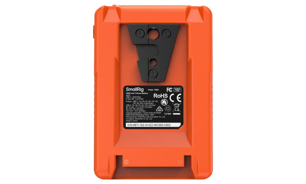 SmallRig 4871 Mini V-Mount Battery 50Wh (VB50, Orange)
