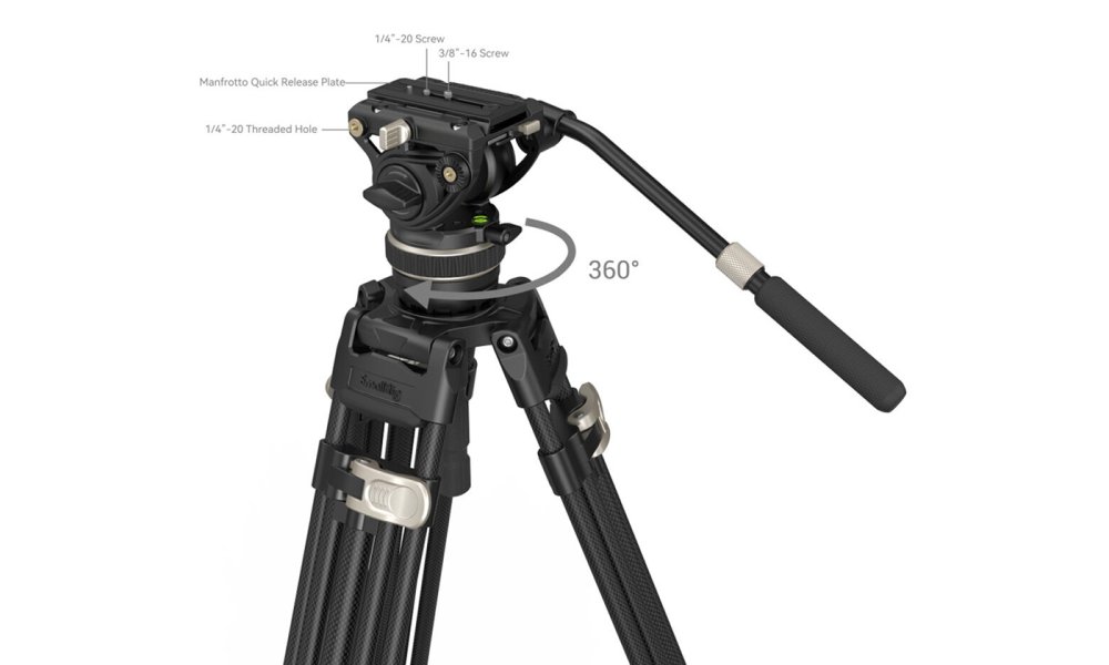 SmallRig 3989 FreeBlazer Heavy-Duty Carbon Fiber Video Tripod Kit