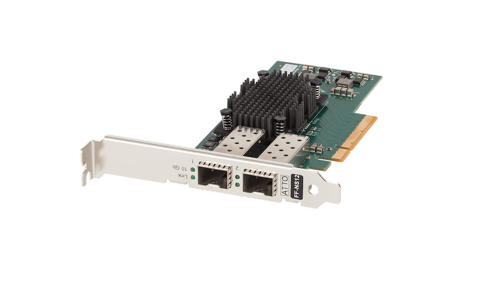 ATTO FastFrame Dual Channel x8 PCIe Gen2.0 10GbE Optical SFP+ LC Low Profile HBA
