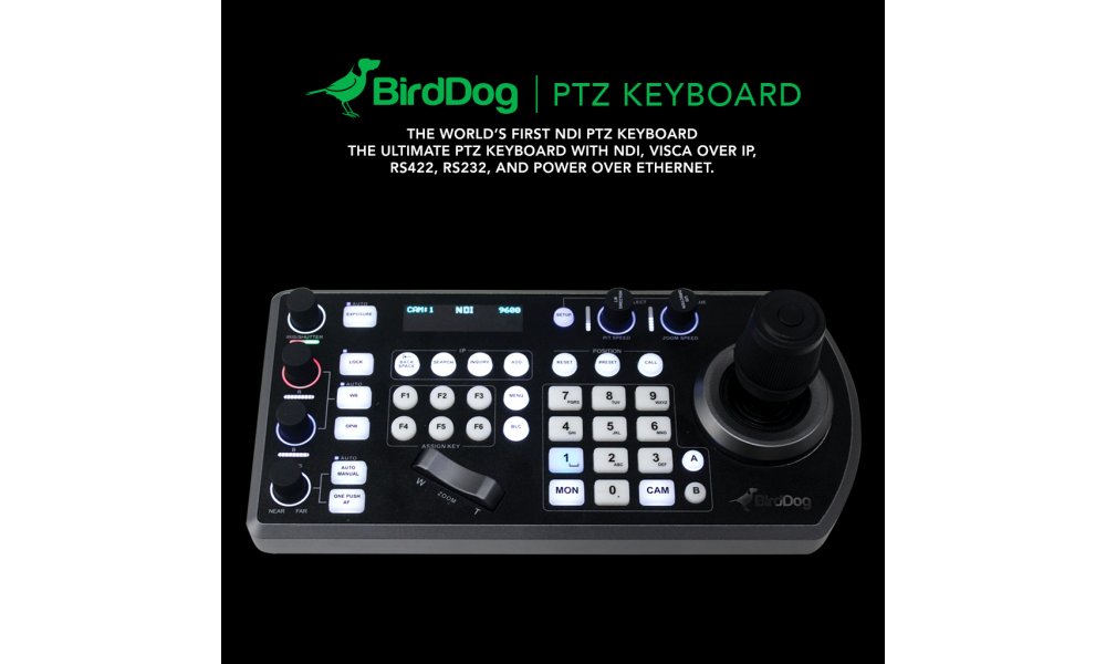 BirdDog PTZ Keyboard controller w/NDI, VISCA, RS-232 &amp; RS422