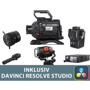 Blackmagic URSA Broadcast G2 Live Fiber Camera Channel bundle med viewfinder, demands og fiber converters – inklusiv DaVinci Resolve Studio