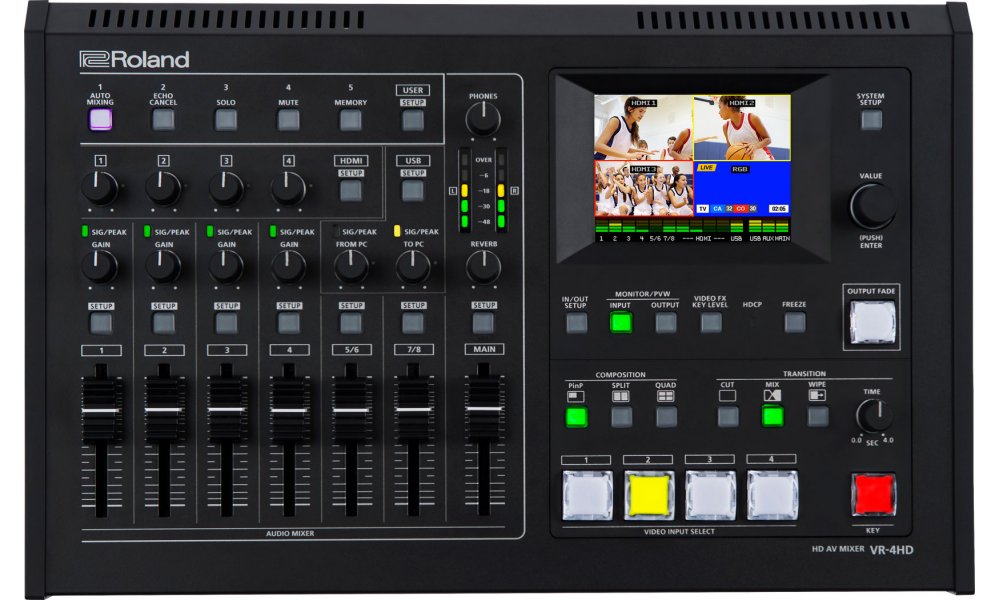 Roland AV mixer VR-4HD - 4 x HDMI input, 4 x XLR  USB Live streaming