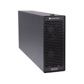 Sonnet Echo II DV Thunderbolt 5 Desktop vist skrt forfra med ventilation