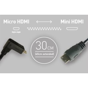 Atomos coiled right-angle micro HDMI to mini HDMI cable (30-45cm)